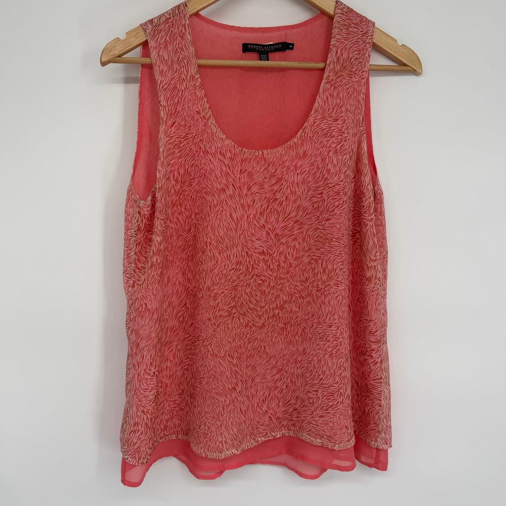 Robert Kitchen Top Women’s Medium‎ Graphic Print Flowy Feminine Lightweight Pink